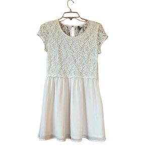 Divided Cream Lace and Chiffon Mini Dress Size 6